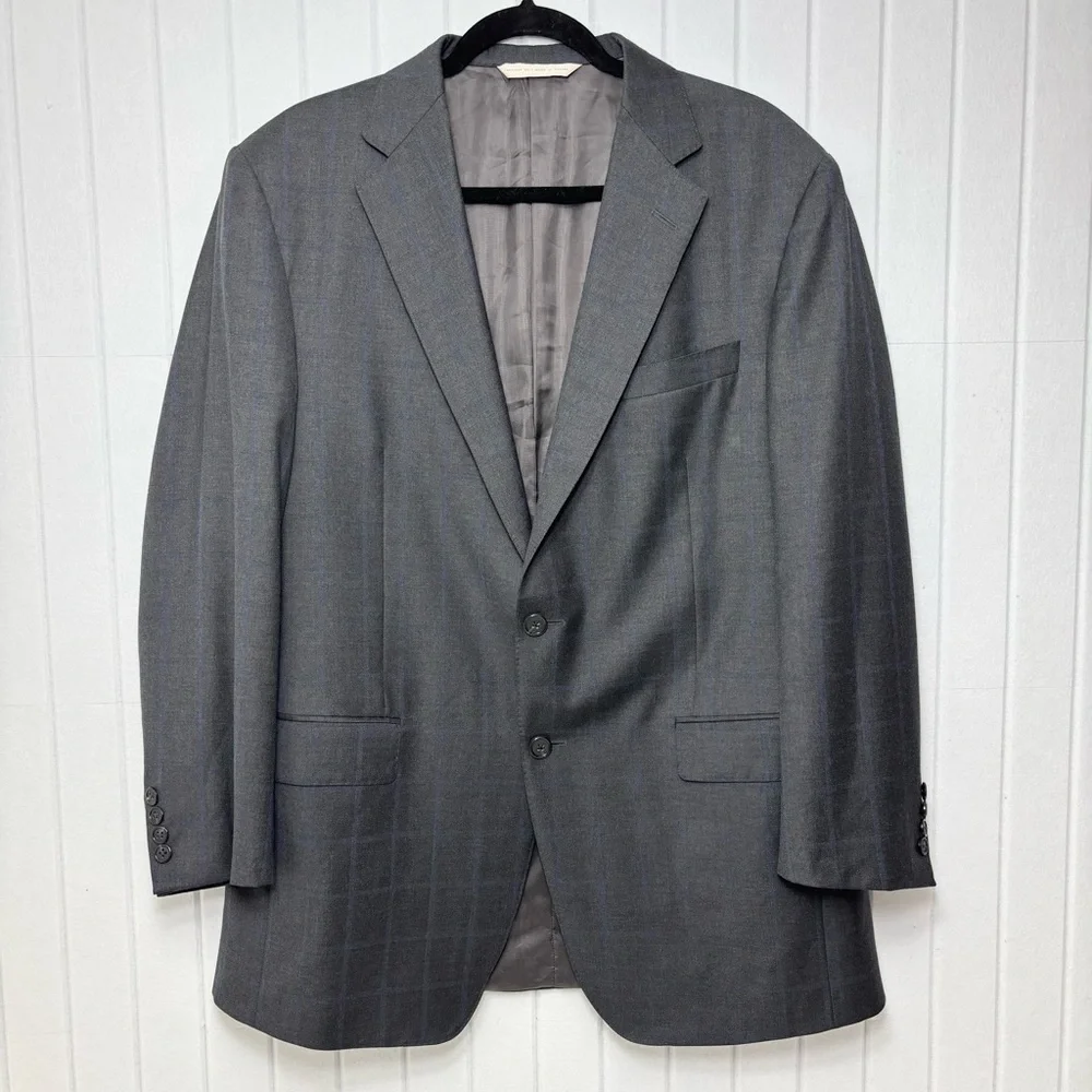 Samuelsohn Business Casual Wool Gray Blue Two Button Blazer for Men Size 42-36 R